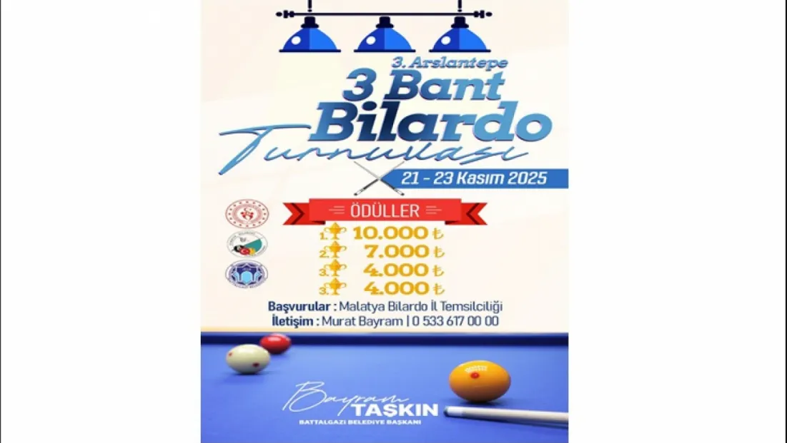Battalgazi’de Bilardo Heyecanı: 3. Arslantepe 3 Bant Turnuvası Başlıyor