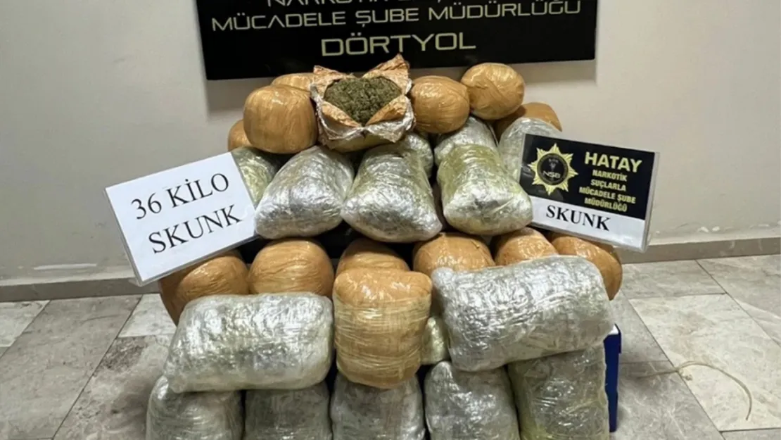 Akaryakıt tankerinde 36 kilogram skunk ele geçirildi.