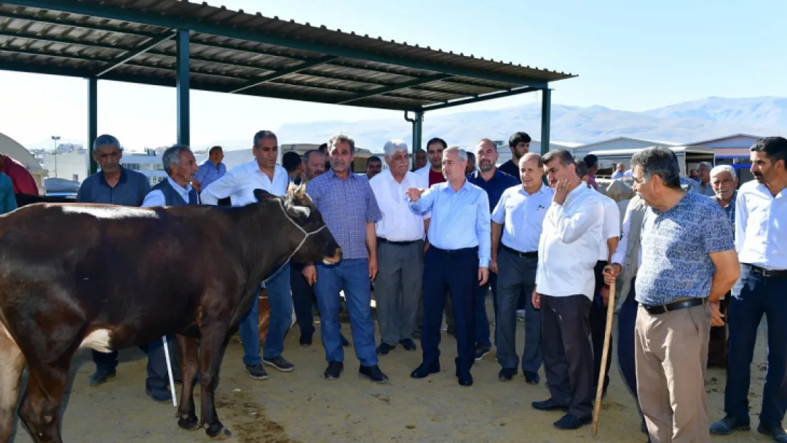 Başkan Çınar, Canlı Hayvan Pazarını Ziyaret Edip, Üreticilerle Bir Araya Geldi