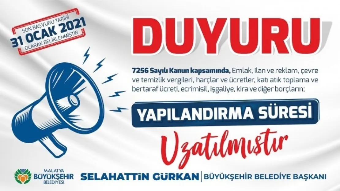 Büyükşehir Belediyesinden Açıklama! Borçların Yapılandırmasında Süre Bir Ay Uzatıldı