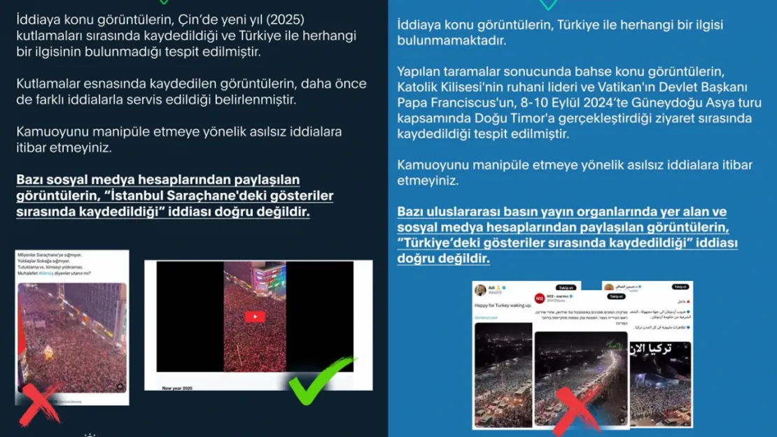 Cumhurbaşkanlığı İletişim Başkanlığı: Gösterilerle ilgili paylaşılan görüntüler gerçek dışı