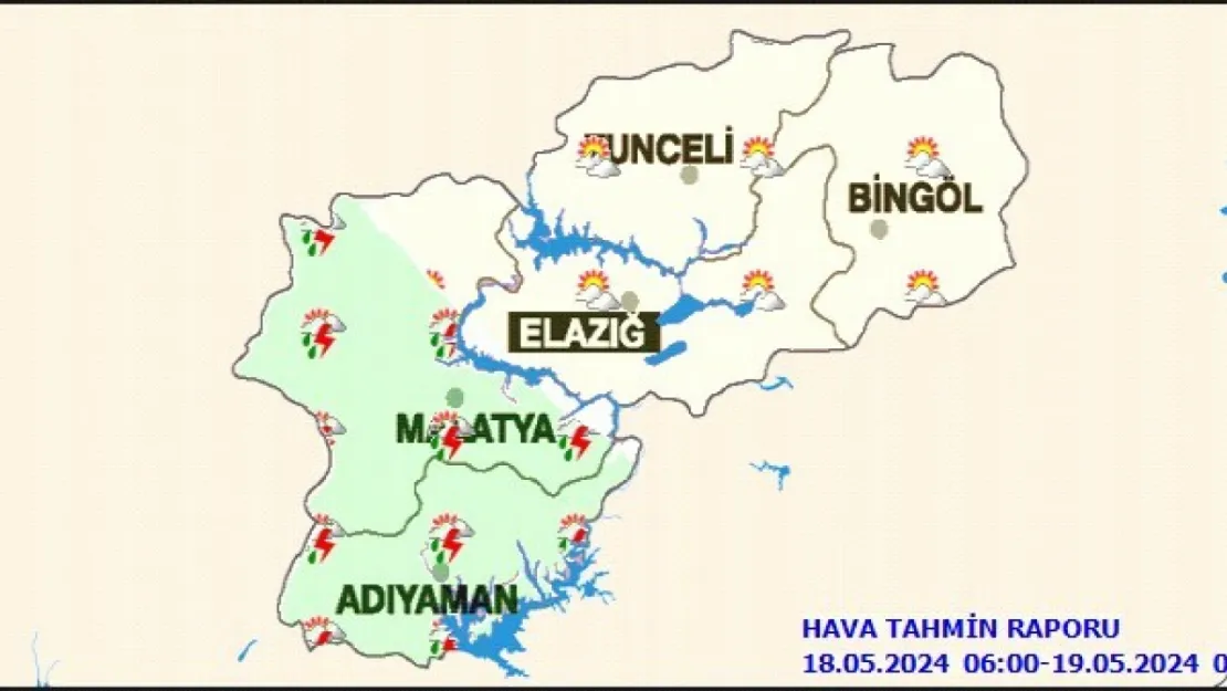 Malatya çevreleri gök gürültülü sağanak yağışlı olarak geçecek.