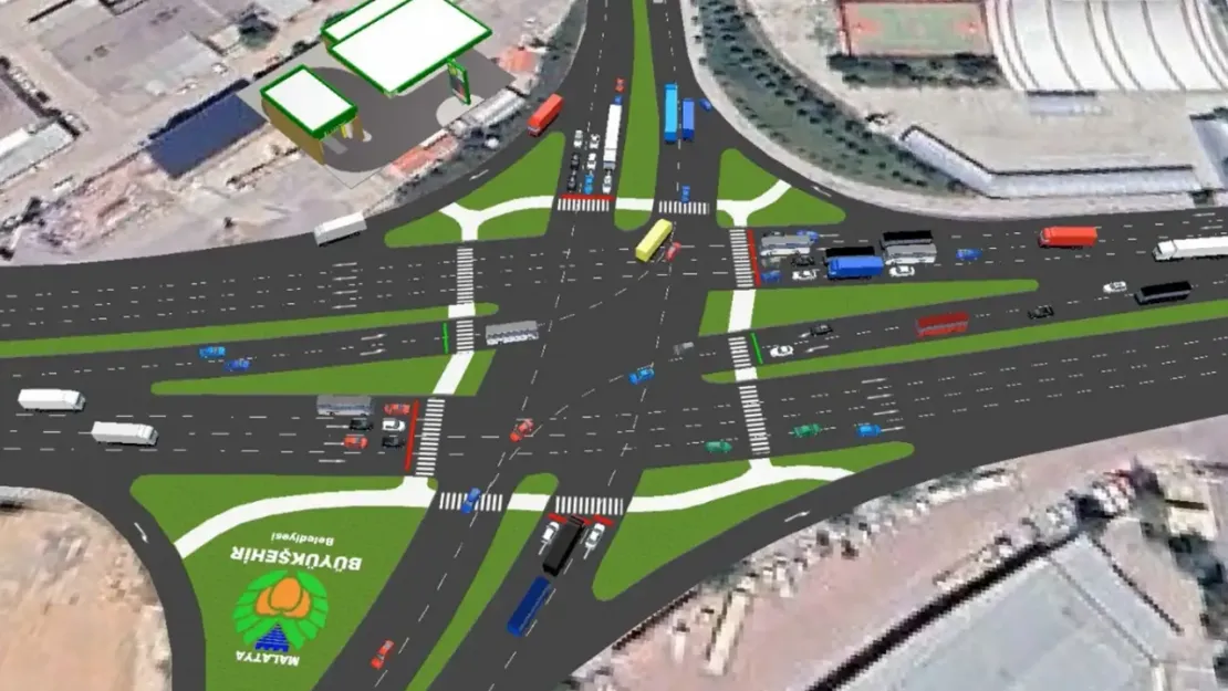 Malatya'da Köprülü Kavşak Çalışması: Trafik Tek Şeritten Kontrollü Sağlanıyor