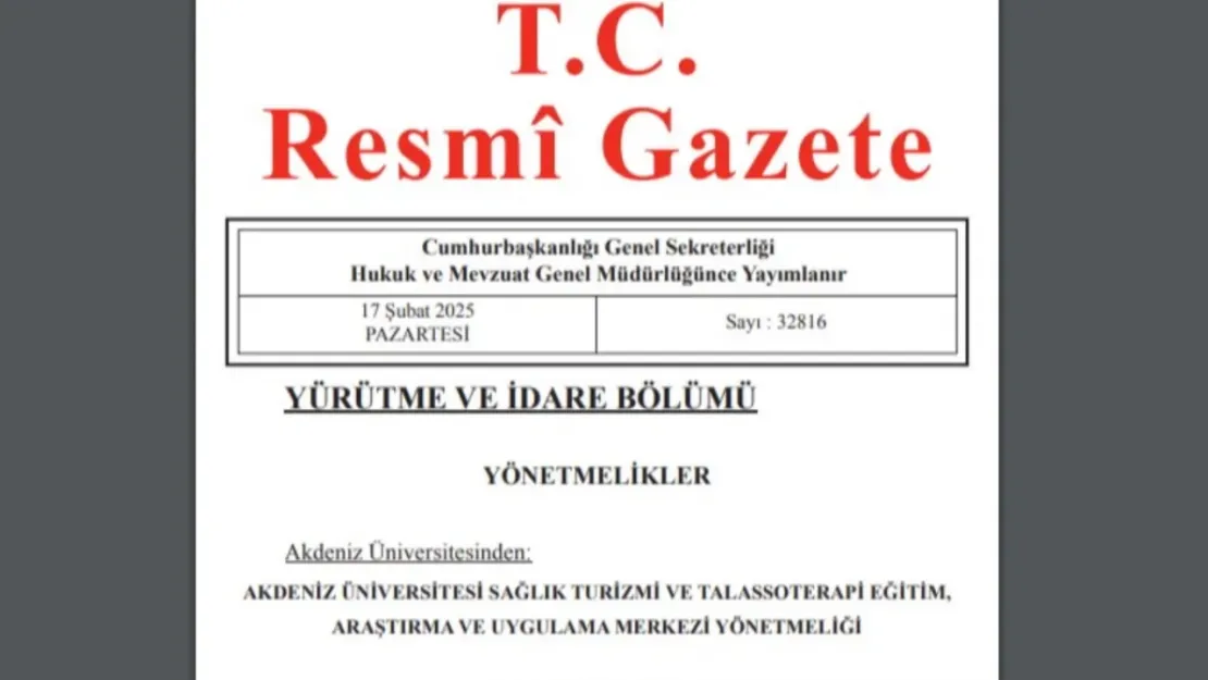 Resmi Gazete'de Bugün