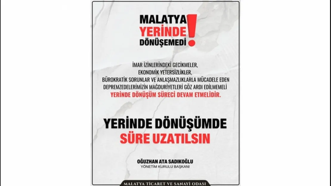 Sadıkoğlu: 'Bu şehir 16 ay imar bekledi, yerinde dönüşüm süresi uzatılmalıdır'