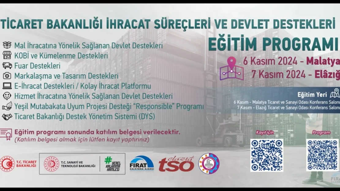 Ticaret Bakanlığı İhracat Süreçleri ve Devlet Destekleri Eğitim Programı Başlıyor