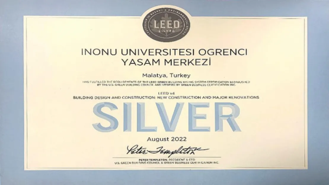 Yaşam Merkezi SİLVER Seviyesinde Yeşil Bina Belgesi Aldı