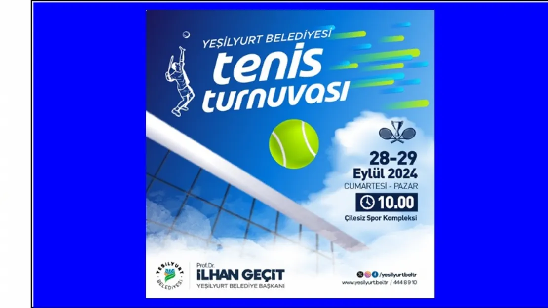 Yeşilyurt Belediyesi Tenis Turnuvası düzenleyecek.