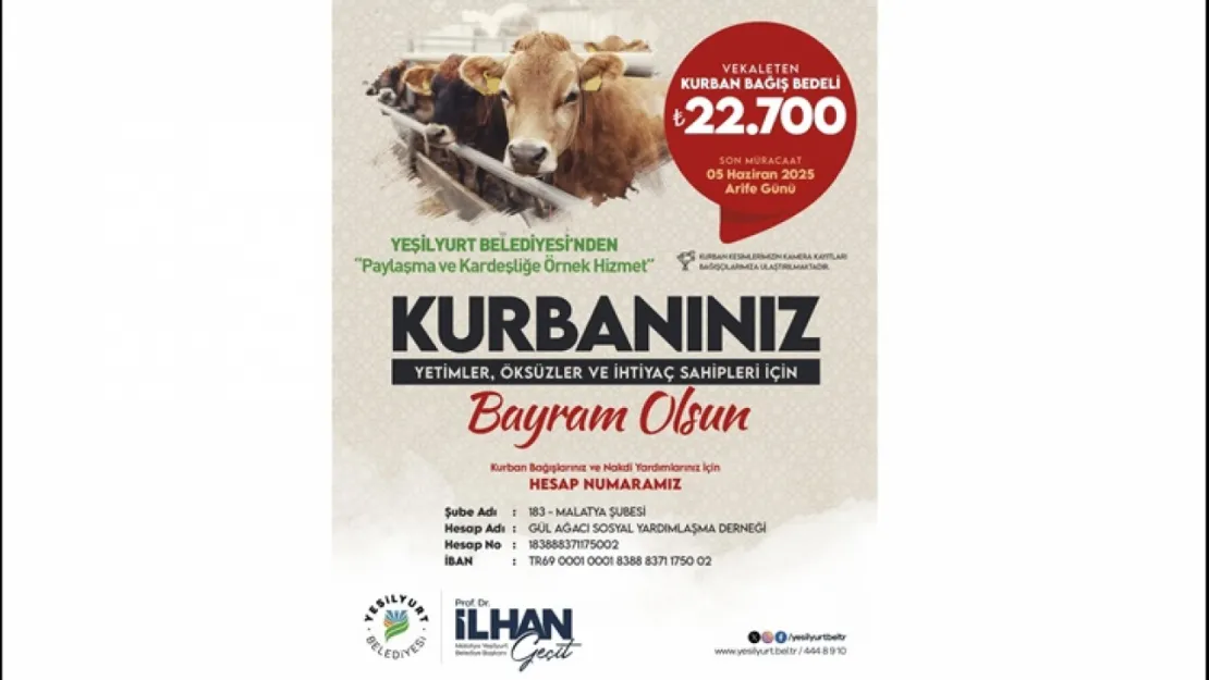 Yeşilyurt Belediyesi Yetim, Öksüz Ve İhtiyaç Sahipleri İçin 'Kurban Bağış' Hizmetini Başlattı