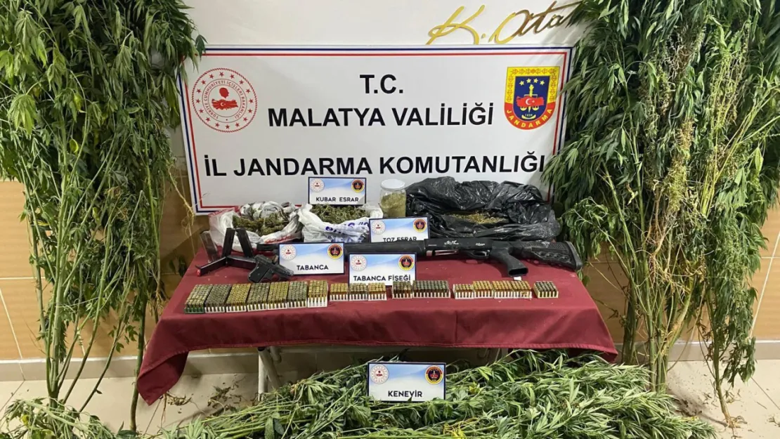Yeşilyurt'ta Uyuşturucu Operasyonu: Esrar, Kenevir ve Silah Ele Geçirildi