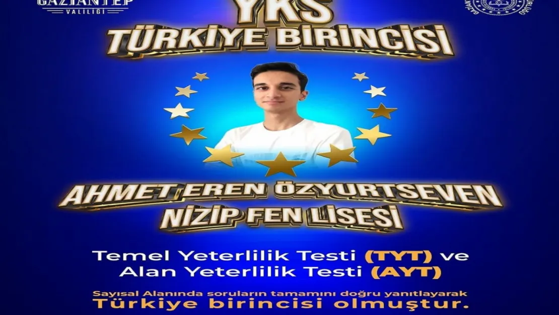 YKS 2025 Türkiye birincisi Gaziantep'ten çıktı