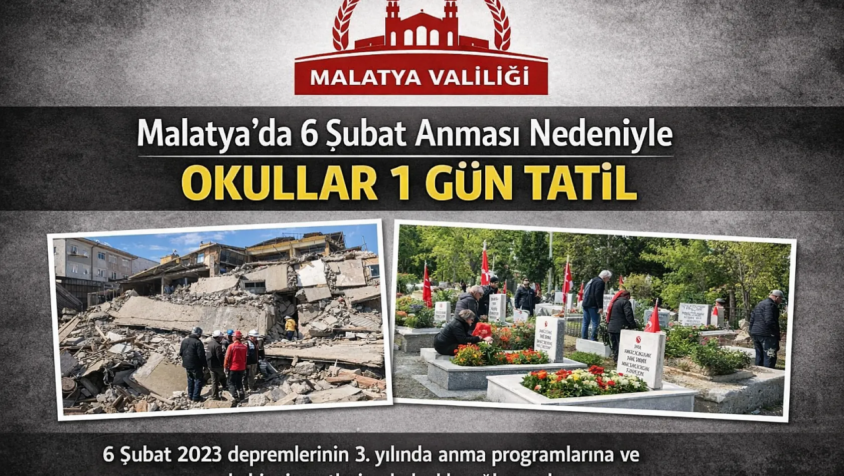 Valilikten 6 Şubat Kararı: Okullar Tatil, Yakınlarını Kaybedenlere İdari İzin