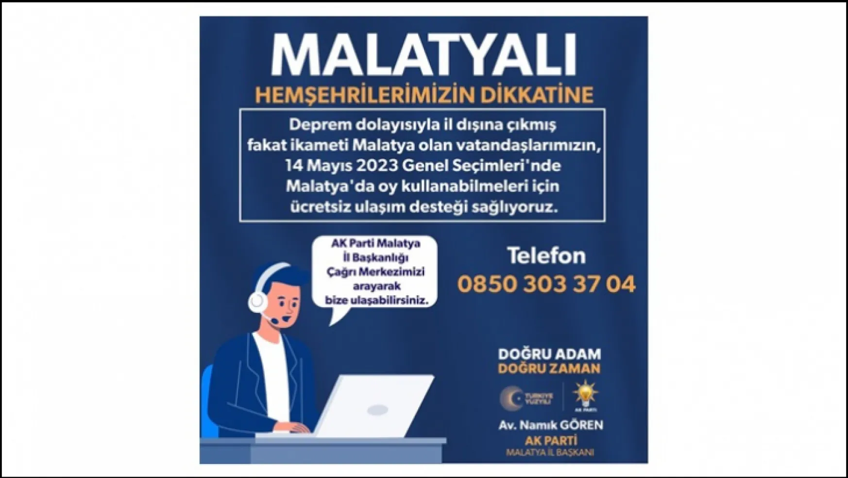 AK Parti'den Malatya'ya gelecek seçmenlere ücretsiz ulaşım desteği