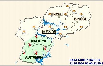 Adıyaman ve Malatya'nın Güneyinde Gece Sağanak Uyarısı