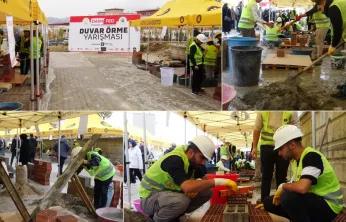 Geleceğin mühendislerinden kıyasıya duvar örme yarışması