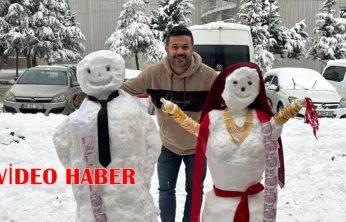 Kar Yağdı, Esnaf Çocukluğuna Döndü: Kardan Çifte Düğün Yaptılar