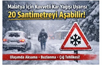 Malatya'da Kuvvetli Kar Alarmı: Yüksek Kesimlerde 20 Santimetreyi Aşacak
