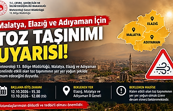 Malatya'da Toz Taşınımı Uyarısı