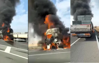 Seyir Halindeki Tırda Yangın: Sürücü Son Anda Kurtuldu