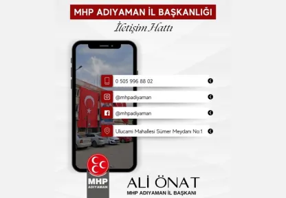 MHP Adıyaman İl Başkanı Ali Önat: 'Adıyaman'da yükselişimiz kararlılıkla devam ediyor'
