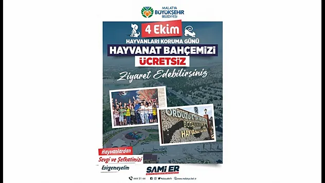 4 Ekim'de Hayvan Sevgisi Malatya'da Büyüyecek: Hayvanat Bahçesi Ücretsiz