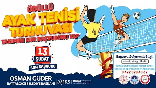 Battalgazi'de Ödüllü Ayak Tenisi Turnuvası
