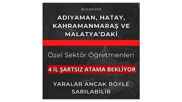 Deprem Bölgesindeki Özel sektördeki öğretmenler kadro bekliyor