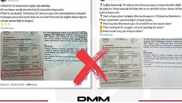 DMM'den 'Türkiye'ye BioNTech aşıları gelmedi' iddialarına yalanlama