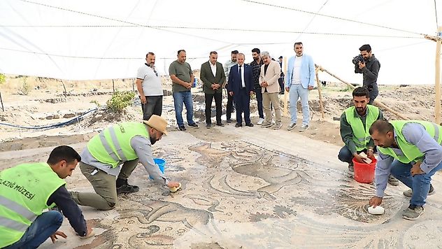 Elazığ'da 84 metrekarelik tek parça tarihi mozaik bulundu