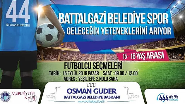 BATTALGAZİ BELEDİYE SPOR GELECEĞİN YETENEKLERİNİ ARIYOR