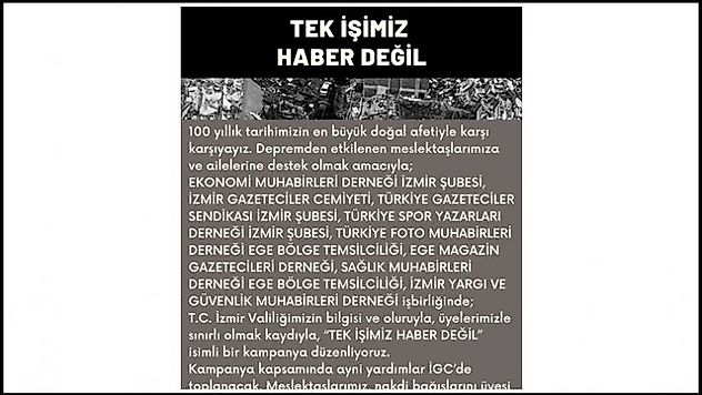 İzmirli Gazeteciler, 'TEK İŞİMİZ HABER DEĞİL' dedi