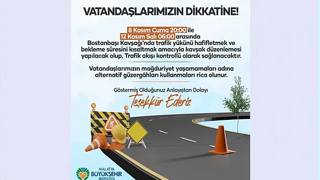 Malatya Büyükşehir Belediyesi'nden Duyuru