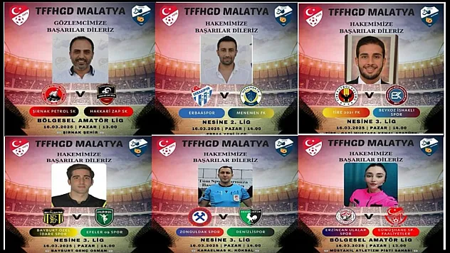 TFF Ve MHK'dan Malatyalı Gözlemci Ve Hakemlere Görev..