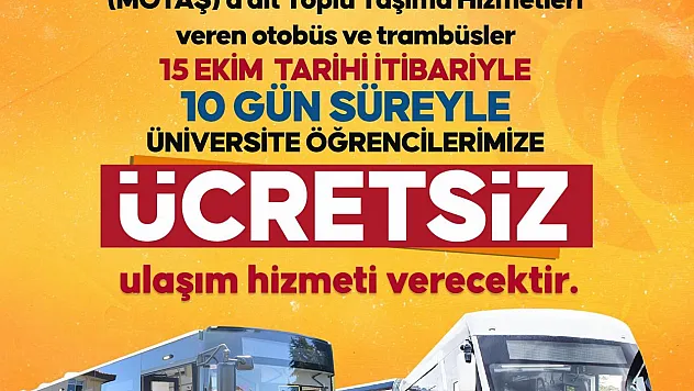 Üniversite Öğrencilerine ücretsiz ulaşım