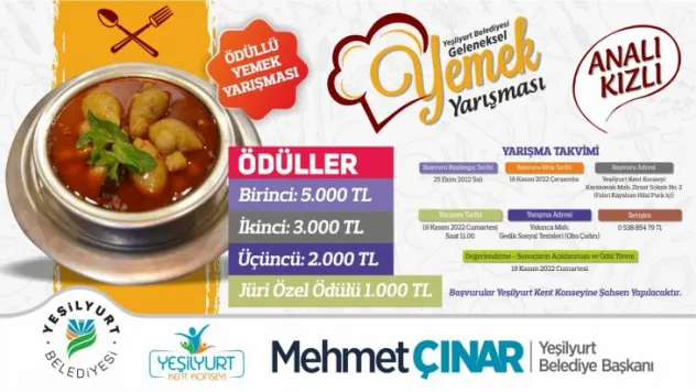 Yeşilyurt Belediyesi Ve Yeşilyurt Kent Konseyi, 'Analı-Kızlı' Temalı Ödüllü Geleneksel Yemek Yarışması Düzenliyor