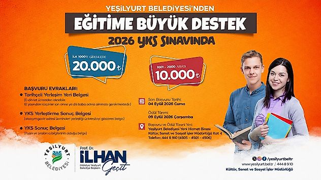 YKS'de İlk 2 Bine Giren Yeşilyurtlu Öğrencilere 20 Bin TL'ye Kadar Ödül