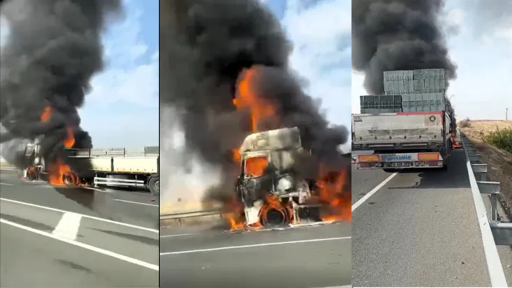 Seyir Halindeki Tırda Yangın: Sürücü Son Anda Kurtuldu