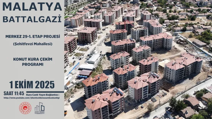 Akçadağ, Yeşilyurt ve Battalgazi'de Kentsel Dönüşüm Konutları Kura Çekimi 1 Ekim'de