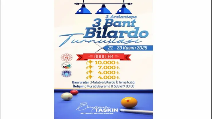 Battalgazi'de Bilardo Heyecanı: 3. Arslantepe 3 Bant Turnuvası Başlıyor