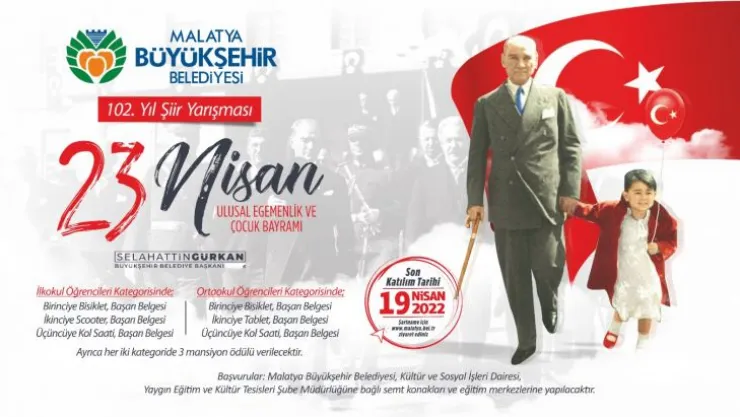 Büyükşehir Belediyesinden 23 Nisan'a özel şiir yarışması