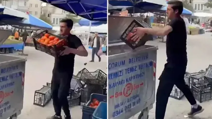 Çöpe domates döken pazarcı ve hal esnafına 17,2 milyon TL'ye kadar ceza