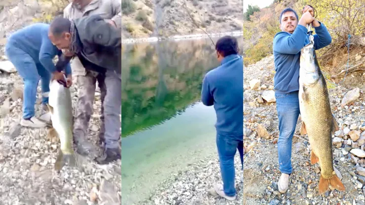 Doğanyol'da 32,7 Kiloluk Balıkla Zorlu Mücadele