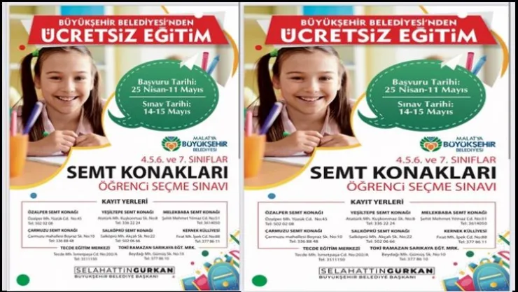 Malatya Büyükşehir Belediyesi'nden Ücretsiz Eğitim Desteği