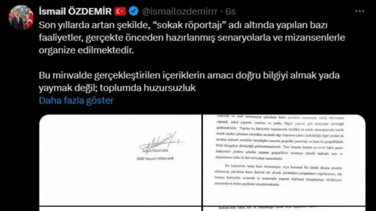MHP'den sokak röportajlarına yönelik yasa teklifi: 'Yalnızca Yetkilendirilmiş Kişiler Yapabilsin