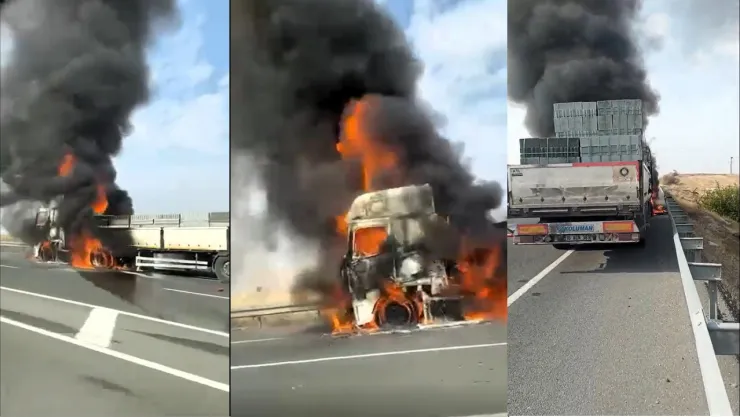 Seyir Halindeki Tırda Yangın: Sürücü Son Anda Kurtuldu