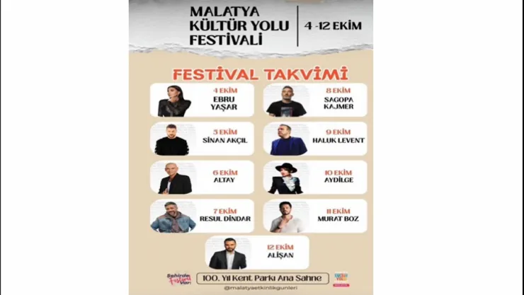 Ünlü Sanatçılar Malatya'da Sahne Alacak: Ebru Yaşar'dan Murat Boz'a Uzanan Festival Takvimi