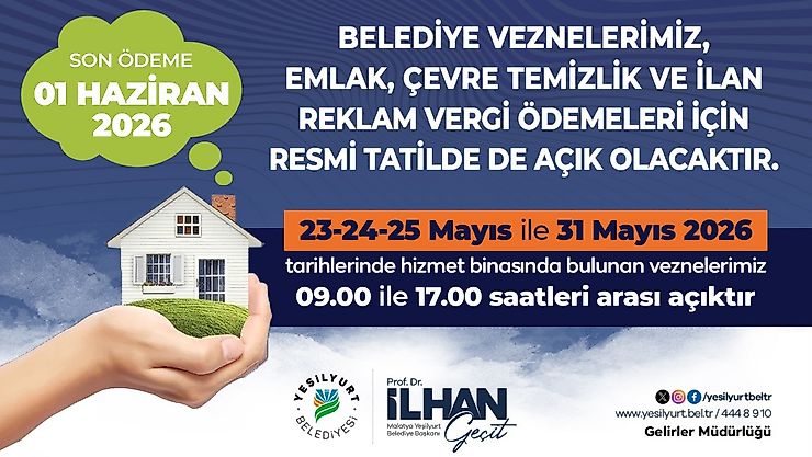 Yeşilyurt Belediyesi Vezneleri Tatilde de Açık Kalacak