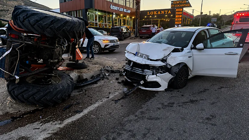 Darende'de Otomobil ile Traktör Çarpıştı: 1 Yaralı