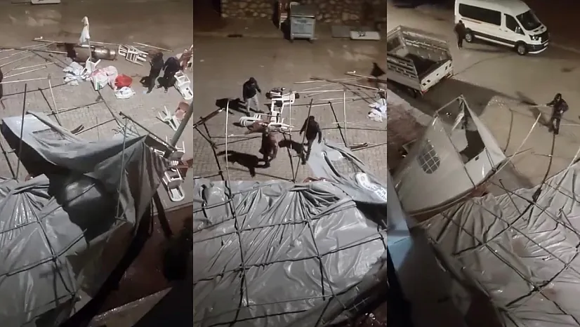 Doğanşehir'de Fırtına Taziye Çadırını Uçurdu