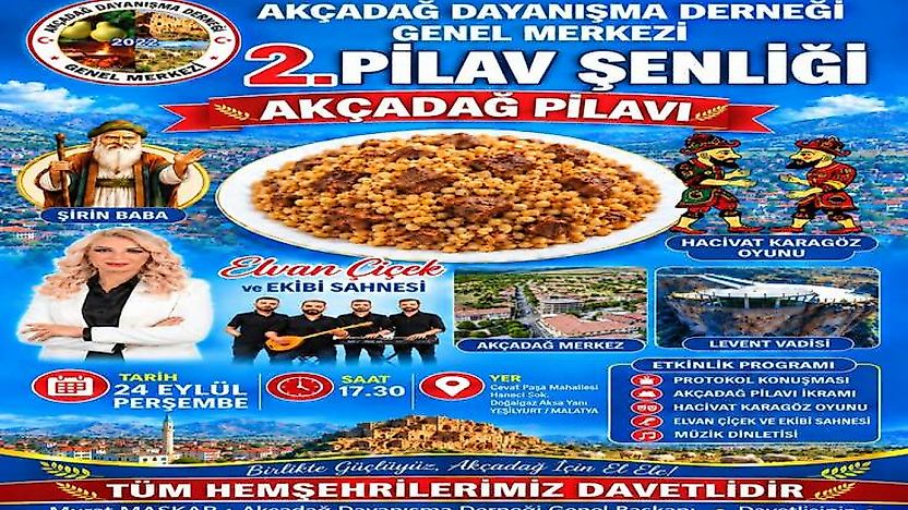 2. AKÇADAĞDER Pilav Şenliği'ne Tüm Malatyalılar Davetli